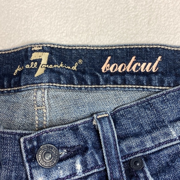 7 for all mankind Bootcut 002868 distressed blue jeans size 28 - Picture 2 of 10